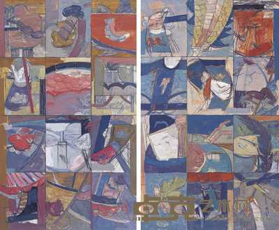顾黎明 1997年作 清·年画——二色拼版 162×97cm×2
